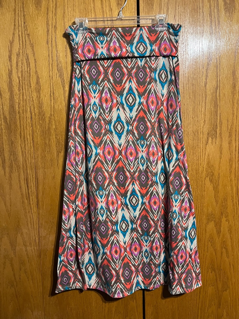 Mossimo Supply Co. Multicolor Ikat Maxi Skirt with Fold-Over Waist